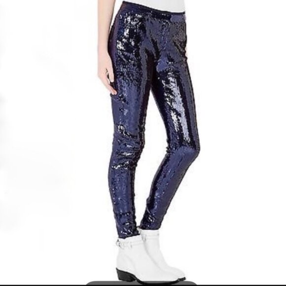 Sass & Bide Vinyl Rendition Blue Sequin Skinny Pant - Picture 4 of 10